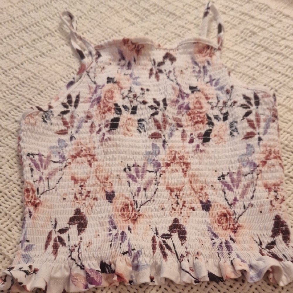 Justify Floral Smocked Camisole in Pink and Purple Size L